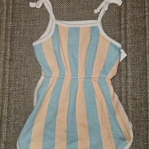 Grayson Bear Striped Blue and Orange Kids One Piece